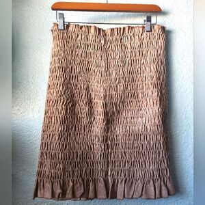 Wilson leather Maxima vintage smocked front zip skirt